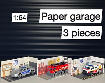 Juego de 3 soportes de estacionamiento de papel en miniatura. Para coches de colección de metal con ruedas pequeñas en escala 1 64. Incluye
