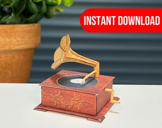 Grammofono In Miniatura Scala 1/12 Per Casa Delle Bambole – Townsquare Miniature T8532 – Mobiletto Musicale