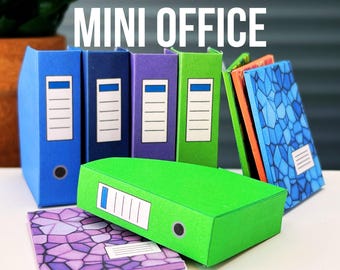 Plantillas Imprimibles de Carpetas de Oficina en Miniatura – Set DIY en Escalas 1 6 y 1:12. 8 artículos para casas de muñecas y dioramas.