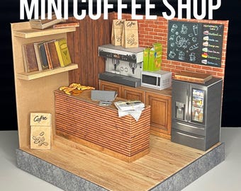 Cafetería en miniatura / Cafetería en miniatura / Escala 1:12 / Descarga instantánea / Manualidad de papel / Diorama
