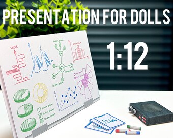 Plantillas imprimibles en miniatura a escala 1:12: tablero de presentación DIY para casas de muñecas con gráficos, tarjetas y accesorios. Coleccionables/Casas de muñecas.