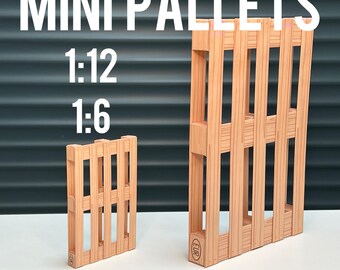 Palet de papel en miniatura para casa de muñecas o diorama. Escalas 1:12 y 1:6 en un solo archivo PDF. Incluye instrucciones paso a paso. Manualidades de papel.
