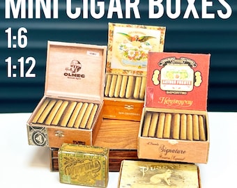Miniature Vintage Cigar Boxes Templates – 1:6 and 1 12 Scale Printable DIY Set Instant Download printable  Miniature Collectibles  Dollhouse