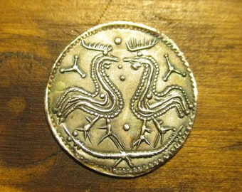 Silver Viking Danish Haithabu Hedeby Penny Ship & Rooster type circa 9-10c A.D.