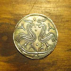 Silver Viking Danish Haithabu Hedeby Penny Ship & Rooster type circa 9-10c A.D.
