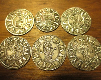 Set of 6 Silver Crusader Coins Knights Templar Bohemond, Baldwin, Amaury, Raymond Rupen denier type