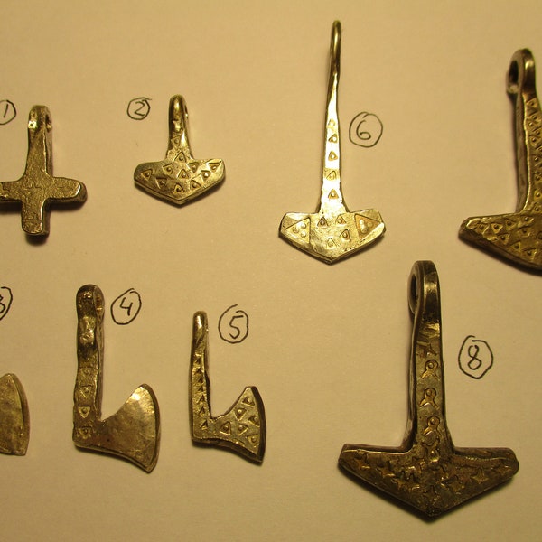 Thor's Hammer, Axe, Cross Pendants Kaupang  Mjölnir Amulet 925 sterling Silver Viking style
