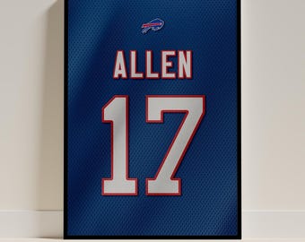 Josh Allen Jersey Poster: Buffalo Bills NFL Wall Art (Digital Download)
