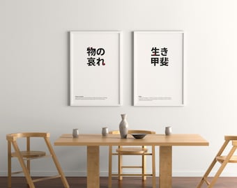 Japanese Philosophy Art Prints: Ikigai, Kaizen, Zen Decor (Digital Download)