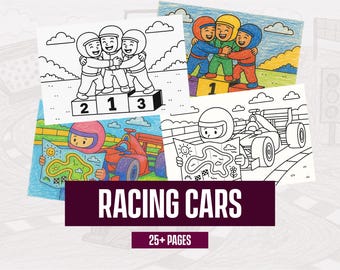 Racing Cars Coloring Book: A4 Activity Pages for Kids (PDF)