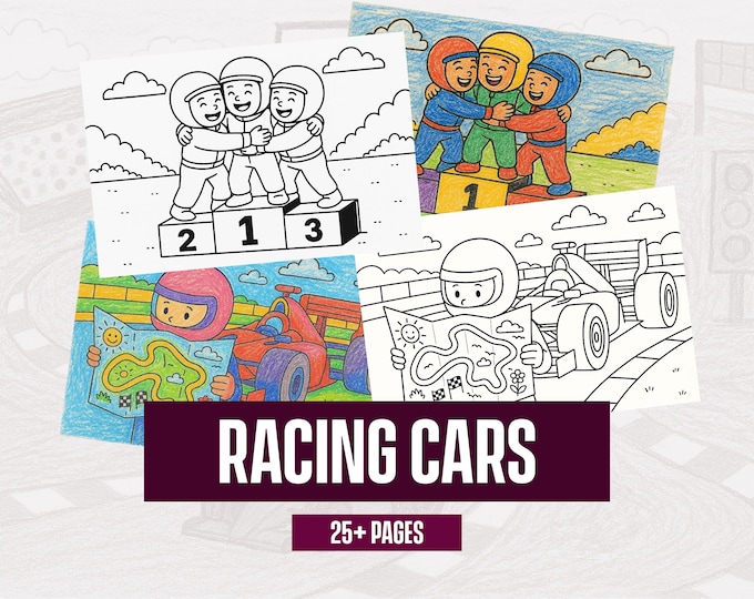 Pod Racer Coloring Book Racing Cars Coloring Book: A4 Activity Pages for Kids (PDF) - Etsy