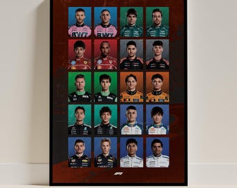 F1 2025 Season Poster: Racing Driver Lineup, Motorsport Wall Art (Digital Print)