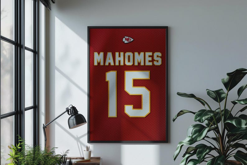 Patrick Mahomes Jersey Poster: Kansas City Chiefs NFL Decor (digital ...
