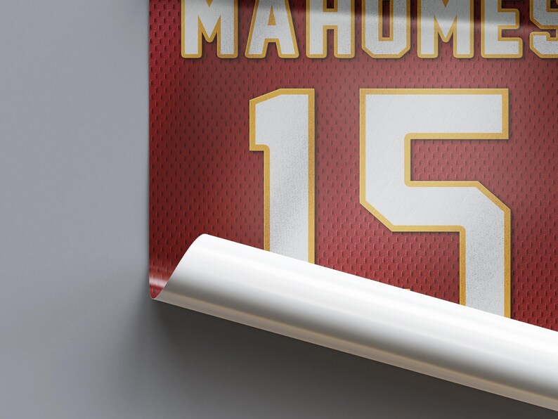 Patrick Mahomes Jersey Poster: Kansas City Chiefs NFL Decor (digital ...