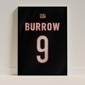 Joe Burrow Jersey Wall Art – Cincinnati Bengals Football Poster, NFL Decor for Man Cave, Game Room, Sports Fan Gift, Digital Download
