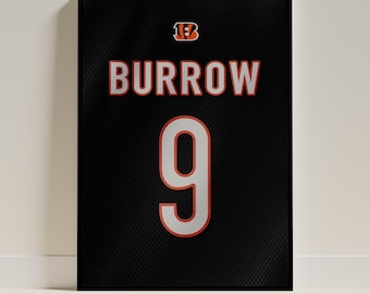 Joe Burrow Bengals Jersey Poster: NFL Wall Art (Digital Download)
