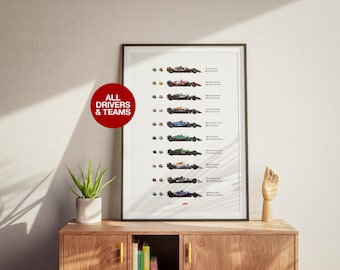 F1 Teams 2025 Poster: Norris, Verstappen, Hamilton, Leclerc - Modern Formula 1 Wall Art