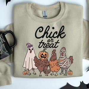 Halloween Chick or Treat Sweatshirt, Halloween Chicken Sweatshirt, Halloween Funny Chicken Shirt, Ghost Chicken Shirt, Chicken Lovers Shirt