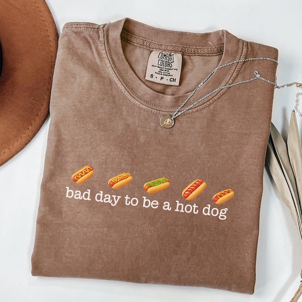 Hot Dog Shirt, Comfort Colors®, Bad Day to Be a Hotdog, Funny Retro Hotdog, Women's 4th of July Shirt, Memorial Day Shirt, Labor Day Shirt