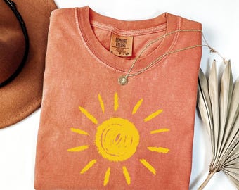 Camiseta de sol Comfort Colors®, camiseta de verano, camisetas de playa, camiseta de sol, regalo para mujer, camiseta de sol bohemia, camiseta de sol