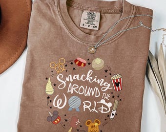 Comfort Colors®  Snacking Around the World Shirt, World Traveler Tee, Magic Kingdom Snacking Shirt, Epcot Disney Tee, Disney Snacking Shirt