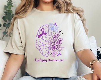 Epilepsy Awareness Crewneck T-shirt, Neurodiversity T-Shirt, Epilepsy Gift, Motivational Tee, Epilepsy Mom Shirt, Purple Ribbon Tee