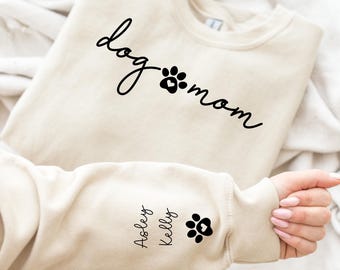 Personalized Dog Mama Sweatshirt, Custom Dog Mom Hoodie, Dog Owner Outfit, Dog Mama Clothings, Dog Mom Birthday Gift, Happy Mothers Day Gift