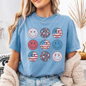 Comfort Colors® USA Shirt, 4th of July Shirt Women, Stars Stripes USA Flag Shirts, Patriotic Shirt, Red White Blue Shirts for Women