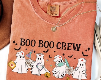 Comfort Colors® Halloween Nurse Shirt, Boo Boo Crew, Nurse Gift For Women, Spooky Season Shirt