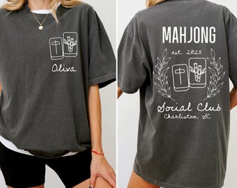 Comfort Colors® Custom Mahjong Social Club Shirt, Mahjong Gift, Personalized Mahjong Shirt, Gift for Mahj, Lover Mahjong Social Club