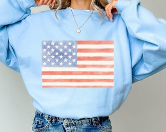 Cute American Flag Sweatshirt, American Flag Sweatshirt, America Sweatshirt, USA Sweatshirt, Patriotic Sweatshirt, 4th of July Sweatshirt