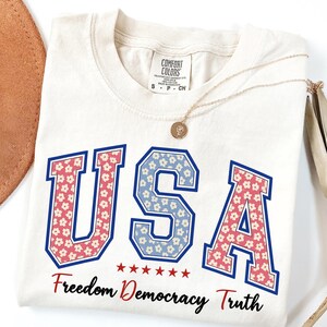 Comfort Colors® Patriotic Subtle FDT USA Tee, Freedom Democracy Truth Shirt, Usa Anti Trump Tee, Anti Maga Shirt, 4th of July FDT Shirt