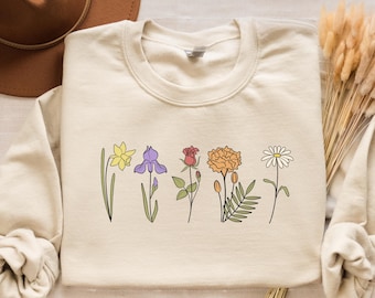 Custom Birth Month Sweatshirt Birth Flower Sweater, Birth Flower Shirt, Grandma's Garden, Personalized Mom Gift Grandma Mother's Day Gift