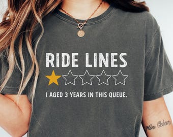 Comfort Colors® Funny Ride Line Shirt - I Aged 3 Years in This Queue Tee - Theme Park Vacation Humor - Disney Trip Matching Family Shirt