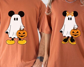 Disney Mickey and Minnie Ghost Shirt, Comfort Colors Shirt, Mickey Halloween Shirt, Minnie Halloween Shirt, Disney Halloween Shirt