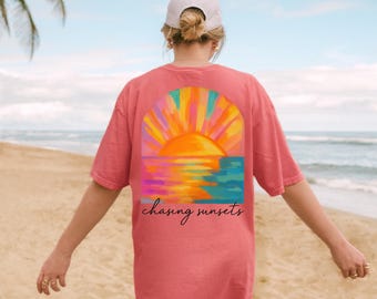 Coconut Girl Sunset Oversized t-shirt Comfort Colors summer vacation beach shirt Salty Mermaidcore tee for surfer Summer vibes surf tee