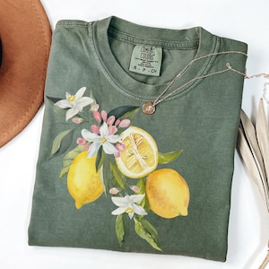 Comfort Colors® Vintage Lemon Graphic Tee, Retro Citrus Fruit Shirt, Aesthetic Summer T-Shirt, Fresh Organic Vibe Tee, Aesthetic Fruit Shirt