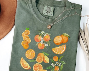 Comfort Colors® Orange Shirt, Orange Fruit Shirt, Vintage Aesthetic Citrus Tee, Summer Citrus Shirt, Orange Graphic Tee, Vintage Aesthetic