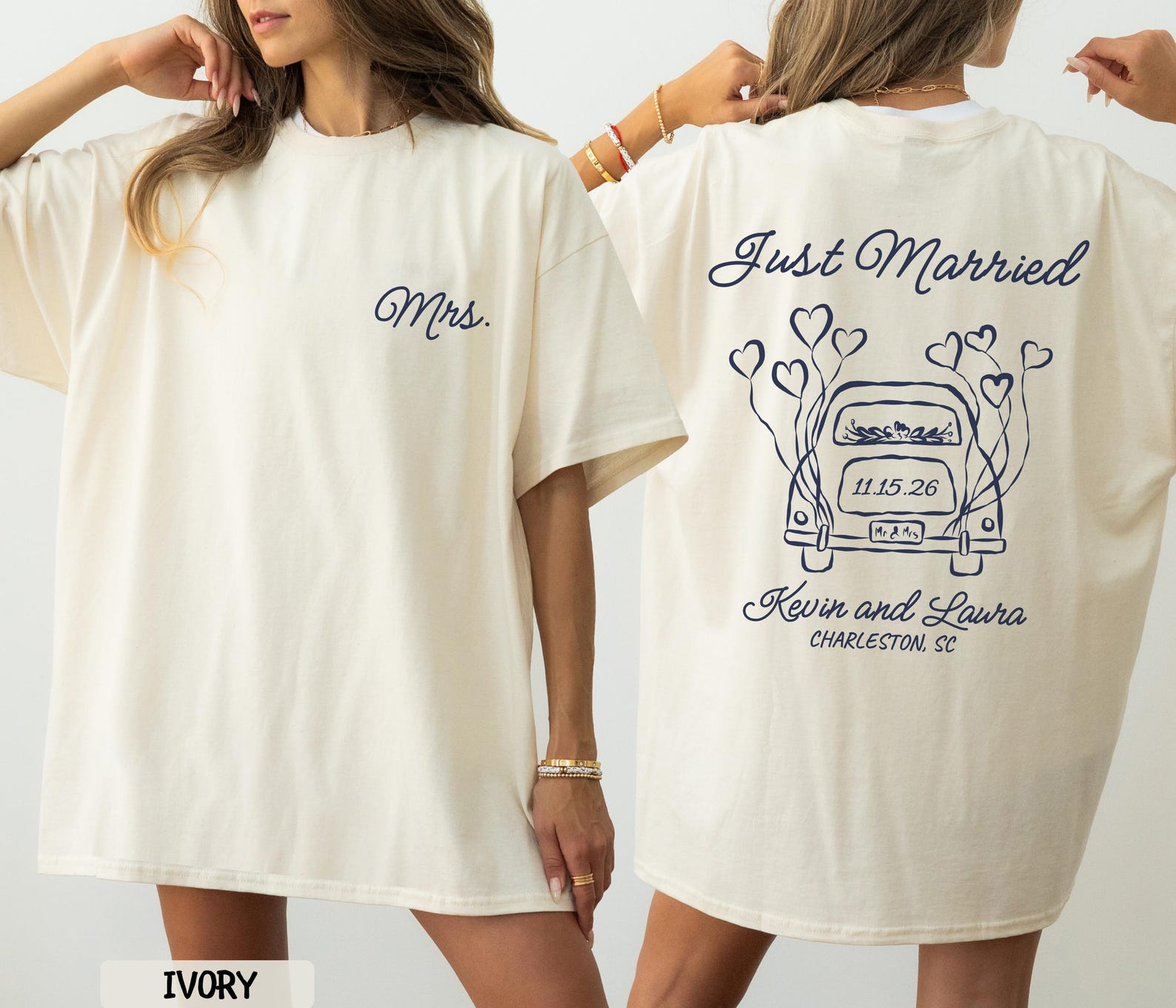 Custom Just Married Shirt, - L