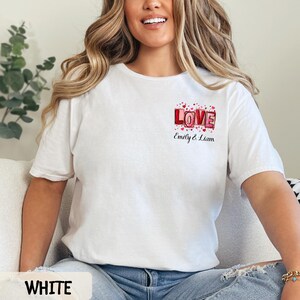 Personalized Valentine&#39;s Day Pocket Heart T-shirt, Custom Couple Names Pocket T-shirt, Valentine&#39;s Gift for Her, Cute Custom Love T-Shirt