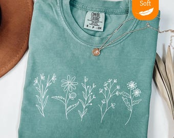 Comfort Colors® Wildflower Shirt, Floral Cottagecore Shirt, Botanical Shirt, Flower Shirt, Nature Shirt, Wildflower Tshirt,Wild Flower Shirt
