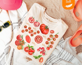 Comfort Colors® Tomato Shirt, Fruit Shirt, Botanical Shirt, Cottagecore Clothing Vegan Shirt, Garden Shirt Vegetable Shirt,Aesthetic Clothes