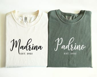 Comfort Colors® Custom Padrino and Madrina Tshirt, Custom Godmother And Godfather Shirt, Godmom Goddad, Matching Padrino and Madrina Tee