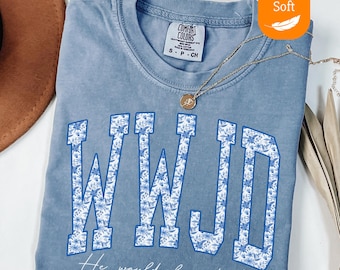 Comfort Colors® WWJD Shirt for Women, Christian Tee, Religious Gift for Her, Walk Like Jesus, Bible Verse Shirt, Trendy Faith Graphic Tee