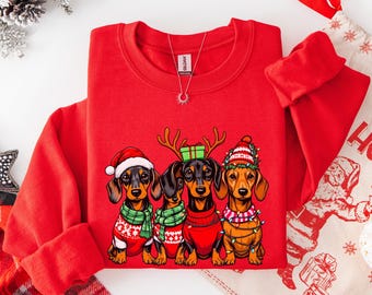 Dachshund Christmas Sweatshirt, Dachshund Christmas Shirt, Dog Lover Gift, Dachshund New Year Shirt, Christmas Crewneck, Dachshund Mom Shirt