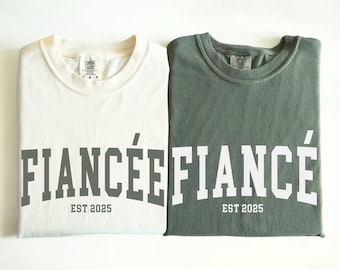 Comfort Colors® Custom Fiance and Fiancee Shirt, Personalized Engagement T-shirt, Future Mr. and Mrs., Engagement Gift, Gift for Fiancee