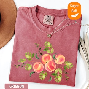 Comfort Colors® Vintage Peach T-Shirt, Peach Garden Shirt, Summer Fruit Graphic Shirt, Minimal Peach Shirt, Flower Tee, Foodie Vintage Shirt