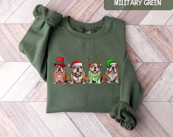 English Bulldog Sweatshirt, Holiday Sweaters, Christmas Crewneck, dog mom sweatshirt, Christmas English Bulldog Shirt, Xmas Shirt