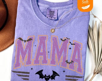 Comfort Colors® Vintage Halloween Mama Shirt, Cute Halloween Mama Shirt, Trick or Treat Mama Tee, Cute Ghost Shirt, Spooky Mama Shirt
