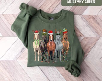 Horse Christmas Sweatshirt, Western Christmas Horse Tee, Womens Christmas Sweater, Funny Christmas Shirt, Horse Lover Gift, Holiday Sweater